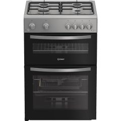 Indesit IDG6GS 60cm Gas Double Cooker - Silver